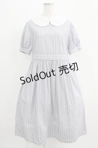 Jane Marple / Marine Stripeカットワークカラーのワンピース  サックス H-25-07-08-1008-JM-OP-KB-ZH