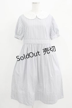 画像1: Jane Marple / Marine Stripeカットワークカラーのワンピース  サックス H-25-07-08-1008-JM-OP-KB-ZH
