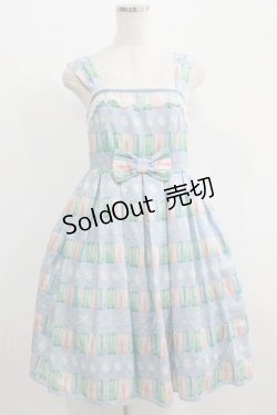 画像1: Leur Getter / マカロン＆クリームプリントチュールレース付キャミワンピース  サックス H-25-07-08-1017-LU-OP-KB-ZH
