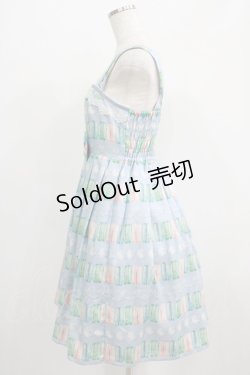 画像2: Leur Getter / マカロン＆クリームプリントチュールレース付キャミワンピース  サックス H-25-07-08-1017-LU-OP-KB-ZH