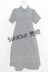 merry jenny / フリルシャツテントワンピース  ブラック H-25-07-08-1020-LO-OP-KB-ZH