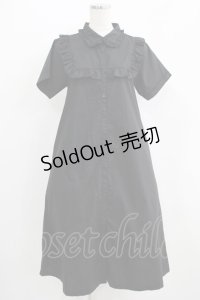 merry jenny / フリルシャツテントワンピース  ブラック H-25-07-08-1020-LO-OP-KB-ZH