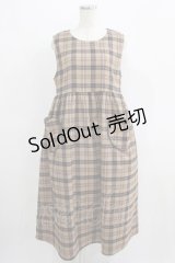 merry jenny / チェックハートポケットワンピース  ブラウン H-25-07-08-1021-LO-OP-KB-ZH