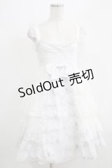 FRILL / レースフリル切替ベビードールジャンパースカート  白 H-25-07-08-1023-HN-OP-KB-ZH