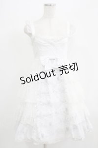 FRILL / レースフリル切替ベビードールジャンパースカート  白 H-25-07-08-1023-HN-OP-KB-ZH