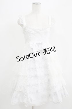 画像1: FRILL / レースフリル切替ベビードールジャンパースカート  白 H-25-07-08-1023-HN-OP-KB-ZH