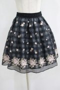 mille fille closet by LODISPOTTO / ローズ刺繍オーガンジースカート S ブラック H-25-07-09-027-LO-SK-NS-ZH