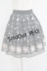 mille fille closet by LODISPOTTO / ローズ刺繍オーガンジースカート S ブラック H-25-07-09-027-LO-SK-NS-ZH