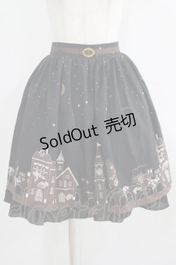 画像1: axes femme / 町並み柄スカート M ブラック H-25-07-09-031-AX-SK-NS-ZH