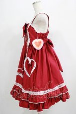 画像2: BABY,THE STARS SHINE BRIGHT / くみゃちゃんのHeart Sugar Decorationジャンパースカート Free エンジ H-25-07-09-003-BA-OP-NS-ZH (2)