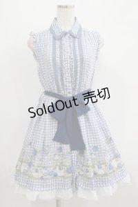 axes femme / ギンガムチェックワンピース M ブルー H-25-07-09-034-AX-OP-NS-ZH