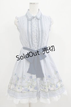 画像1: axes femme / ギンガムチェックワンピース M ブルー H-25-07-09-034-AX-OP-NS-ZH