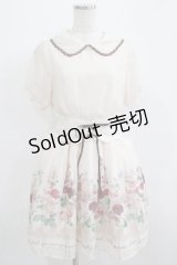 axes femme POETIQUE / 花柄ストライプワンピース M 生成り H-25-07-09-040-AX-OP-NS-ZH