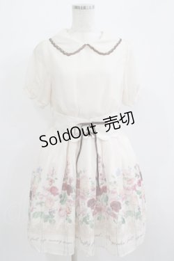 画像1: axes femme POETIQUE / 花柄ストライプワンピース M 生成り H-25-07-09-040-AX-OP-NS-ZH