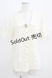 axes femme / ブローチ付きブラウス L 生成り H-25-07-09-053-AX-BL-NS-ZH