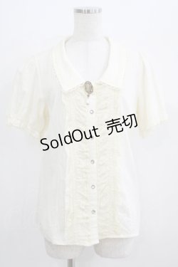 画像1: axes femme / ブローチ付きブラウス L 生成り H-25-07-09-053-AX-BL-NS-ZH