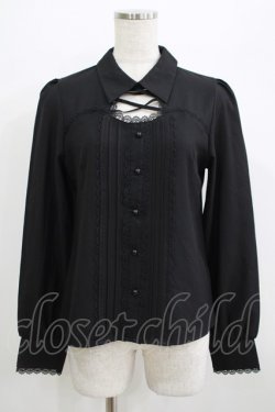 画像1: DearMyLove / レースアップタックブラウス M ブラック H-25-07-09-055-EL-BL-NS-ZH