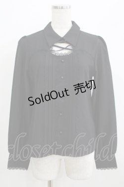 画像1: DearMyLove / レースアップタックブラウス M ブラック H-25-07-09-055-EL-BL-NS-ZH