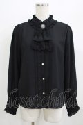 axes femme / ブローチ付きヴィンテージブラウス M ブラック H-25-07-09-056-AX-BL-NS-ZH