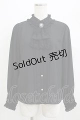 axes femme / ブローチ付きヴィンテージブラウス M ブラック H-25-07-09-056-AX-BL-NS-ZH
