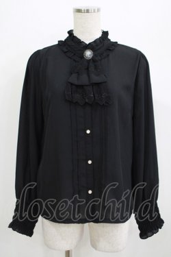 画像1: axes femme / ブローチ付きヴィンテージブラウス M ブラック H-25-07-09-056-AX-BL-NS-ZH