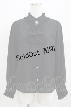 画像1: axes femme / ブローチ付きヴィンテージブラウス M ブラック H-25-07-09-056-AX-BL-NS-ZH