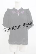 axes femme POETIQUE / チャイナ蝶刺繍半袖ブラウス M ブラック H-25-07-09-057-AX-BL-NS-ZH