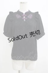 axes femme POETIQUE / チャイナ蝶刺繍半袖ブラウス M ブラック H-25-07-09-057-AX-BL-NS-ZH