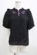 画像1: axes femme POETIQUE / チャイナ蝶刺繍半袖ブラウス M ブラック H-25-07-09-057-AX-BL-NS-ZH (1)
