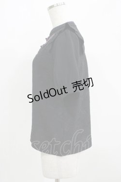 画像2: axes femme POETIQUE / チャイナ蝶刺繍半袖ブラウス M ブラック H-25-07-09-057-AX-BL-NS-ZH