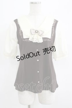 画像1: axes femme / ジャボ付きカットソー M ブラウン H-25-07-09-060-AX-TO-NS-ZH