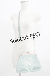 axes femme POETIQUE / 刺繍がま口ベロアポシェット  ミント H-25-07-09-069-AX-BG-NS-ZH
