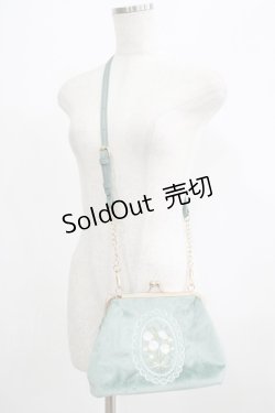 画像1: axes femme POETIQUE / 刺繍がま口ベロアポシェット  ミント H-25-07-09-069-AX-BG-NS-ZH