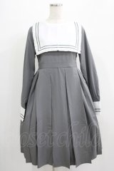 FLC / 皆方由衣コラボ/襟付きプリーツワンピース L グレー H-25-07-09-020-LO-OP-NS-ZH