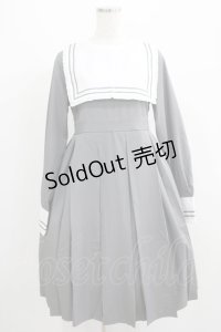FLC / 皆方由衣コラボ/襟付きプリーツワンピース L グレー H-25-07-09-020-LO-OP-NS-ZH