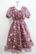 axes femme POETIQUE / 花柄プリントセーラーワンピース M ワイン H-25-07-09-021-AX-TO-NS-ZH