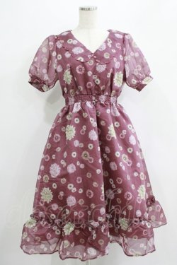 画像1: axes femme POETIQUE / 花柄プリントセーラーワンピース M ワイン H-25-07-09-021-AX-TO-NS-ZH
