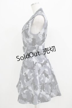画像2: metamorphose / ぱんくま迷彩ライダースジャケット風ジャンパースカート Free グレー H-25-07-09-025-ME-OP-NS-ZH