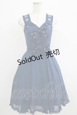 画像1: metamorphose / シフォンタックジャンパースカート Free ネイビー H-25-07-09-026-ME-OP-NS-ZH
