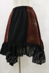 gouk / 異素材切替サイドロングスカート  黒 H-25-07-10-038-GO-SK-KB-ZH