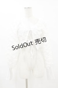 lilLilly / パフスリーブリボンカーディガン FREE ホワイト H-25-07-10-006-LO-TO-KB-ZH