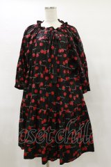 Jane Marple / Skipping cherriesチュニックドレス  黒 H-25-07-10-045-JM-OP-KB-ZH