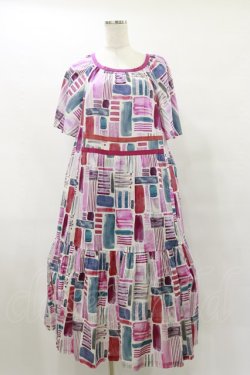 画像1: Jane Marple Dans Le Salon / Constructed stripes surf dress  ピンク H-25-07-10-050-JM-OP-KB-ZH