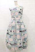 Jane Marple / Jolies broderies square dress  blue gray H-25-07-10-057-JM-OP-KB-ZH