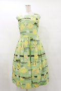 Jane Marple / Jolies broderies square dress  citron green H-25-07-10-059-JM-OP-KB-ZH