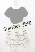 Jane Marple / ベルベットとMusical noteのワンピース M ブラック×アイボリー H-25-07-10-064-JM-OP-KB-ZH
