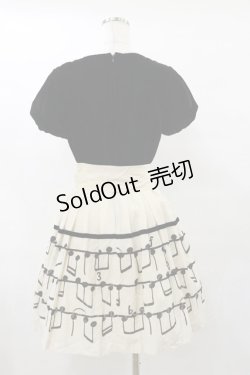 画像2: Jane Marple / ベルベットとMusical noteのワンピース M ブラック×アイボリー H-25-07-10-064-JM-OP-KB-ZH