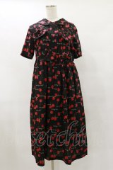 Jane Marple / Skipping cherriesのリボンドレス  ブラック H-25-07-10-066-JM-OP-KB-ZH