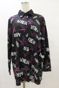 NieR Clothing / 総柄長袖シャツ  黒×紫 H-25-07-10-011-PU-BL-KB-ZH