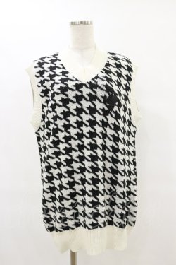 画像1: NieR Clothing / ニットベスト  千鳥柄（白×黒） H-25-07-10-003-PU-TO-KB-ZH